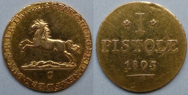 1803 gold pistole - Click Image to Close